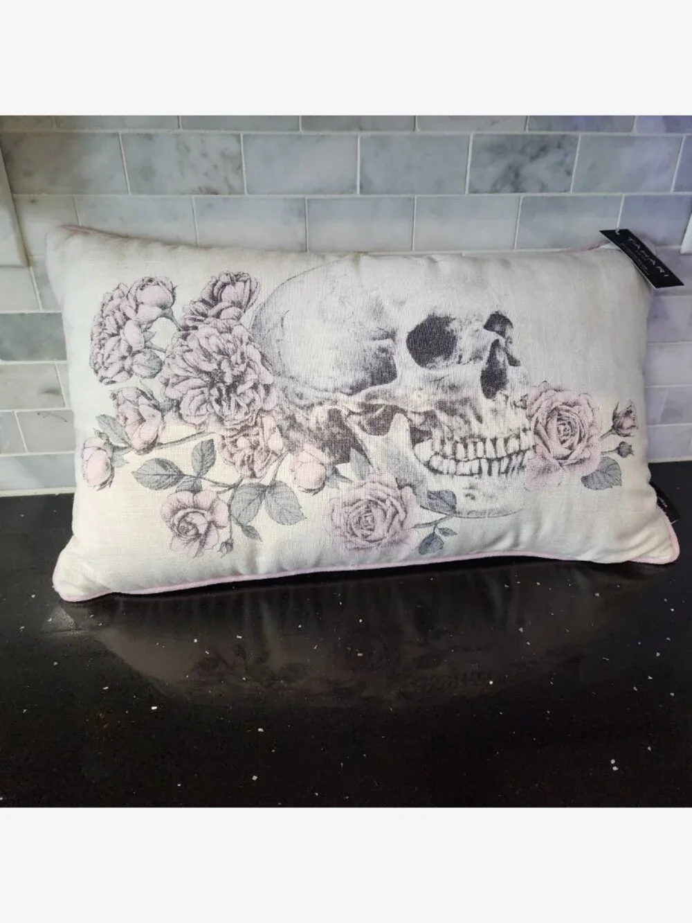 Skull & Roses Throw Pillow | NWT